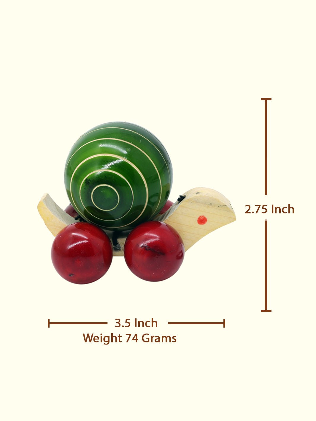 3.5" அகலமான ஆமை மர பொம்மையுடன் கயிற்றுடன் இழுக்கவும்