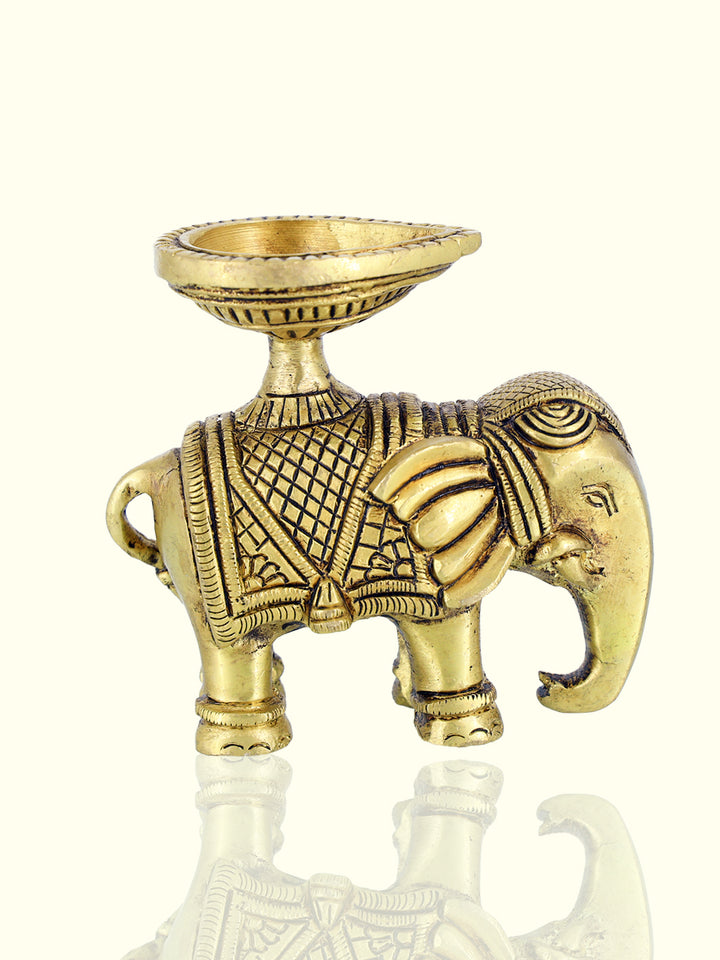 3.5" Brass Elephant Deepam