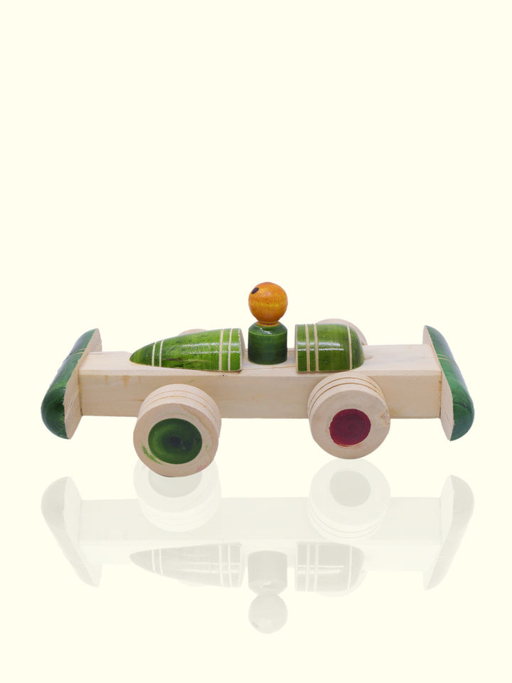 7.5 Wide Wooden Race Car Toy (Man Driving)