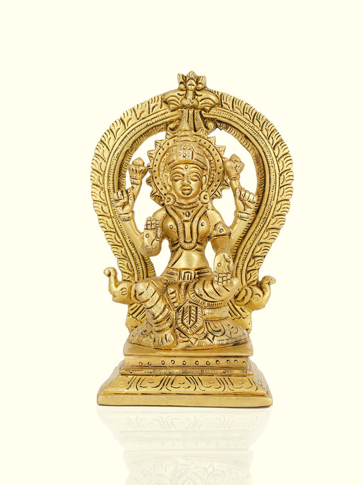 6” Brass Yellow Antique Arch Lakshmi Idol