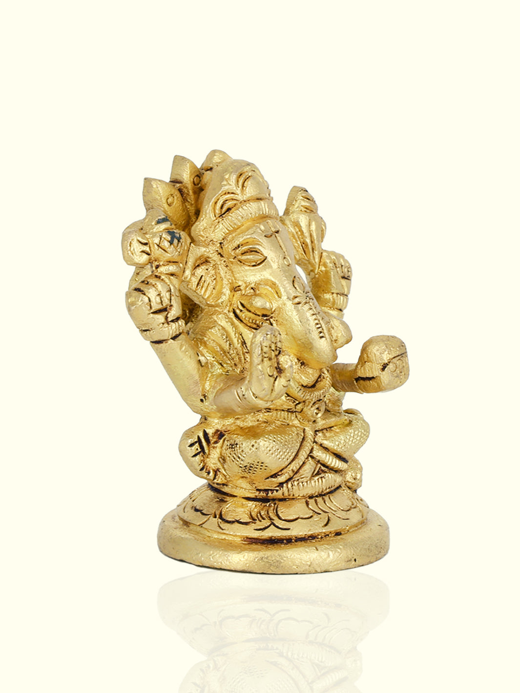 2.5" Brass Round Base Ganesh