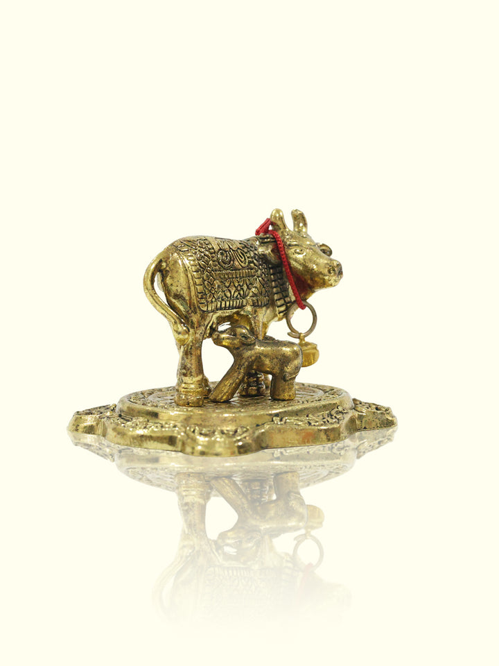 2" Metal Cow with Calf Idol