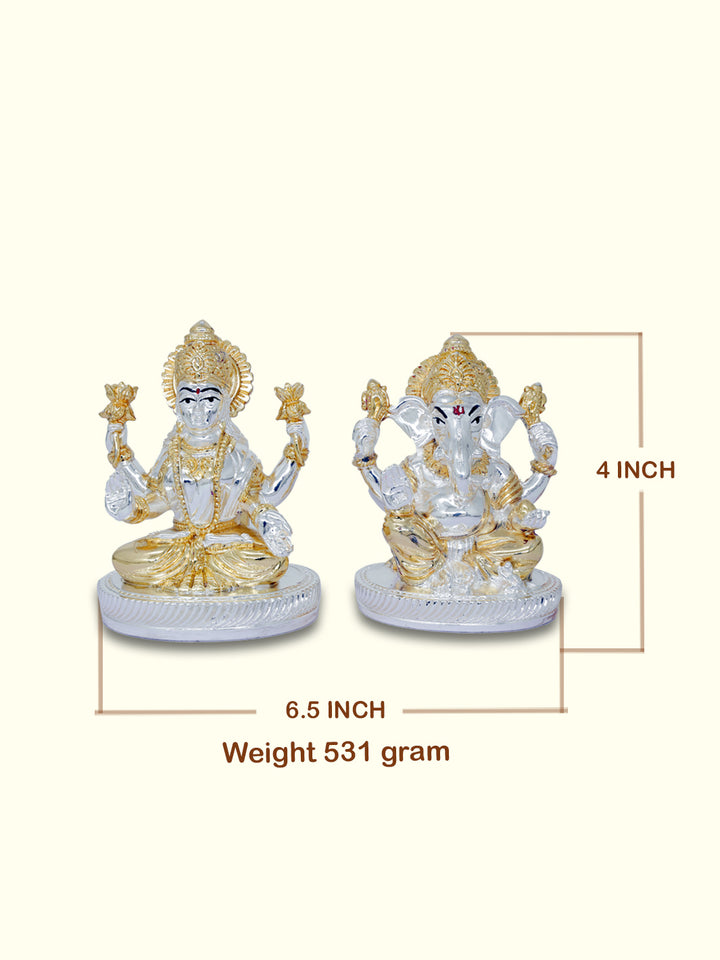 4" Ganapathy and Lakshmi (Gold with Silver Colour)