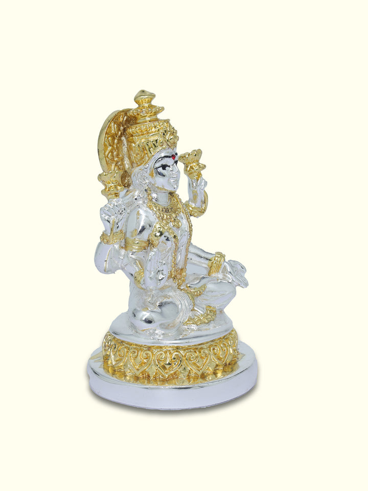 4.25" Lakshmi Sitting on Throne (Silver with Gold Colour)