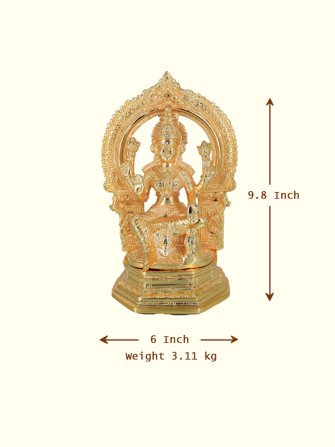 9.8" Brass Lakshmi Sitting Idol