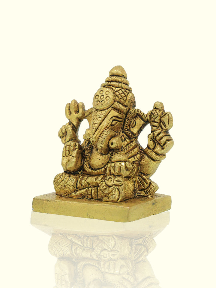 2" Brass Square Base Ganesh Poona