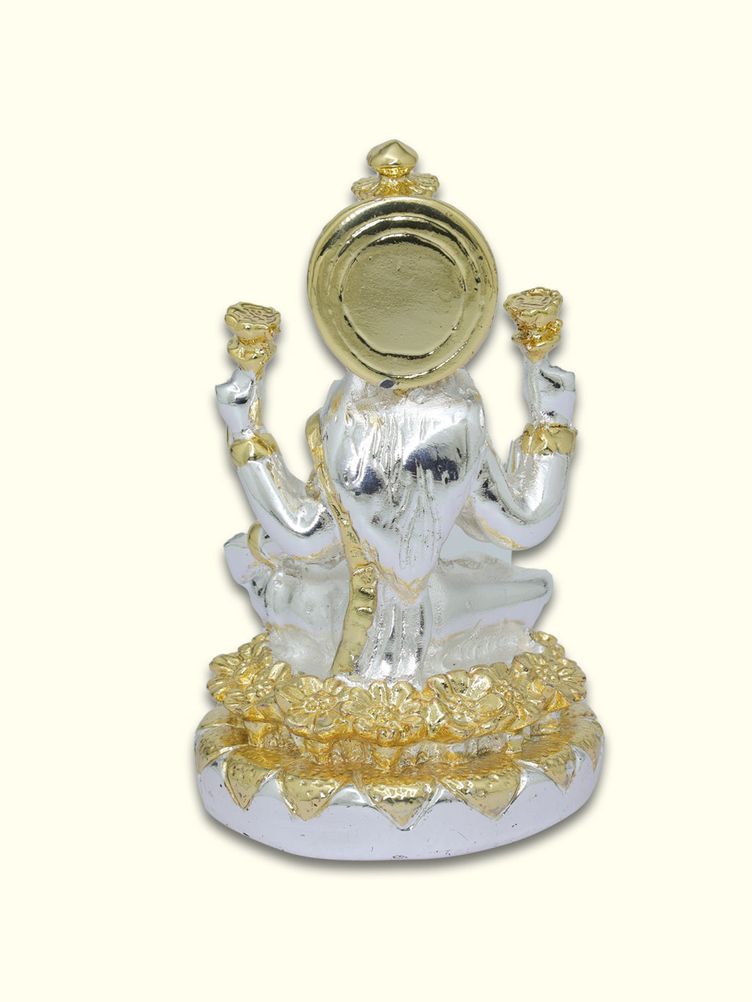 4" Lakshmi Sitting on Throne (Silver with Gold Colour)