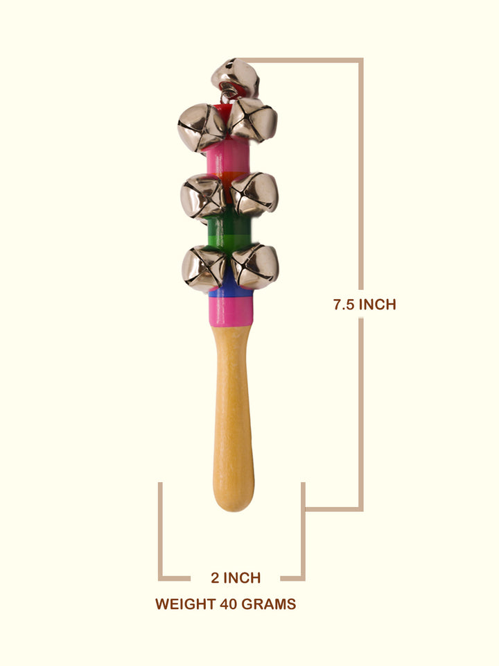 7.5" குழந்தைகளுக்கான மர ராட்டில் பொம்மை (கை மணி)