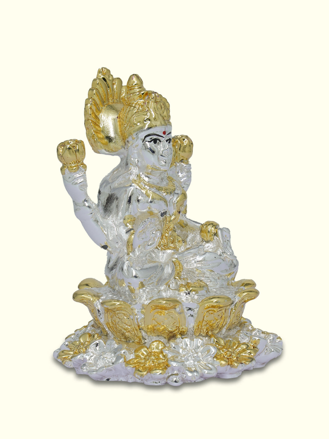 3" Lakshmi Sitting on lotus (Silver with Gold Colour)