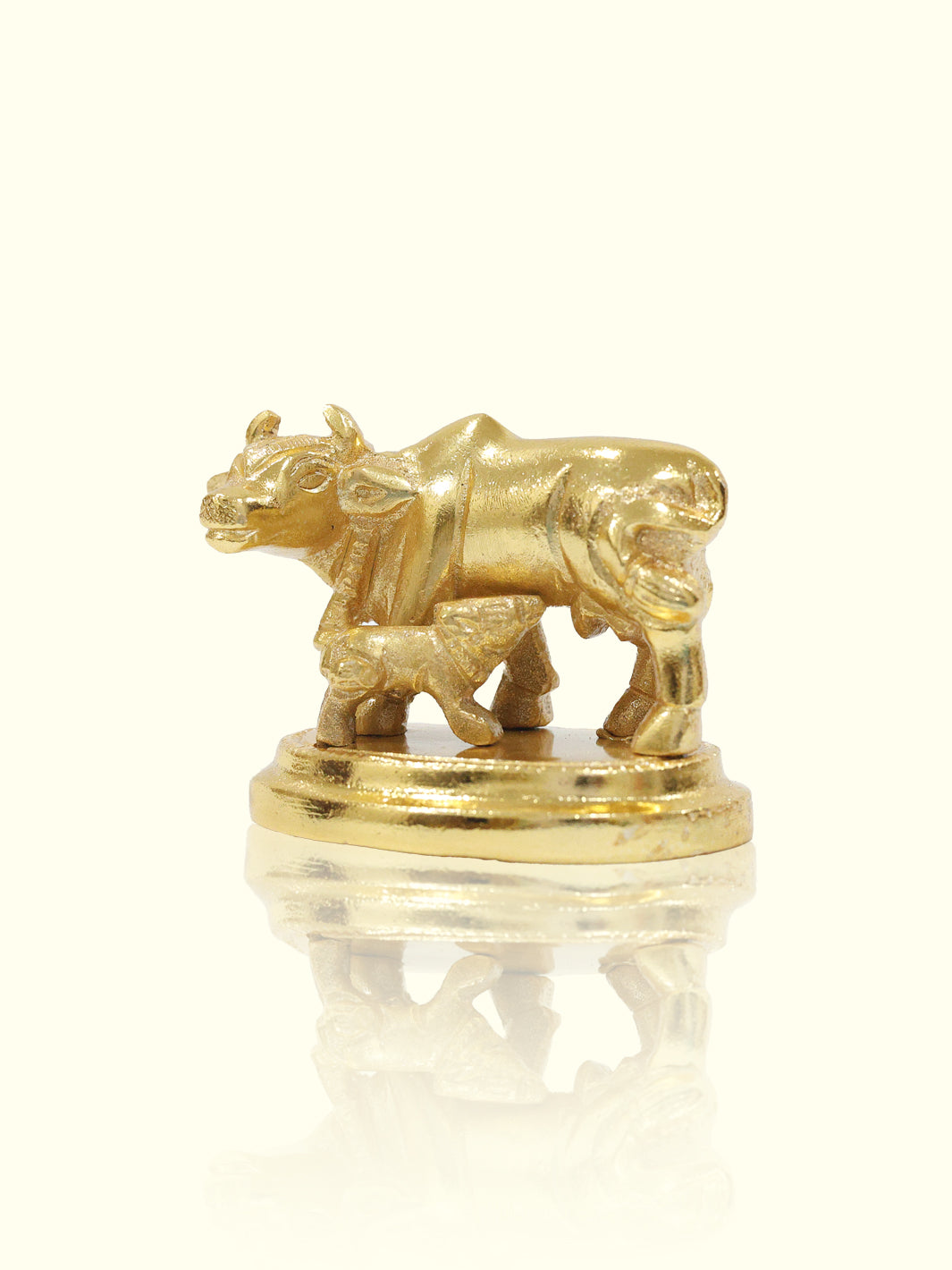 1.8" Brass Gold Cow with Calf Idol