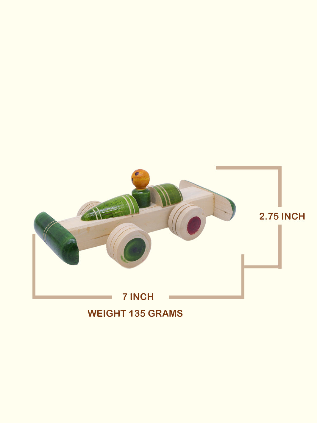 7.5 Wide Wooden Race Car Toy (Man Driving)