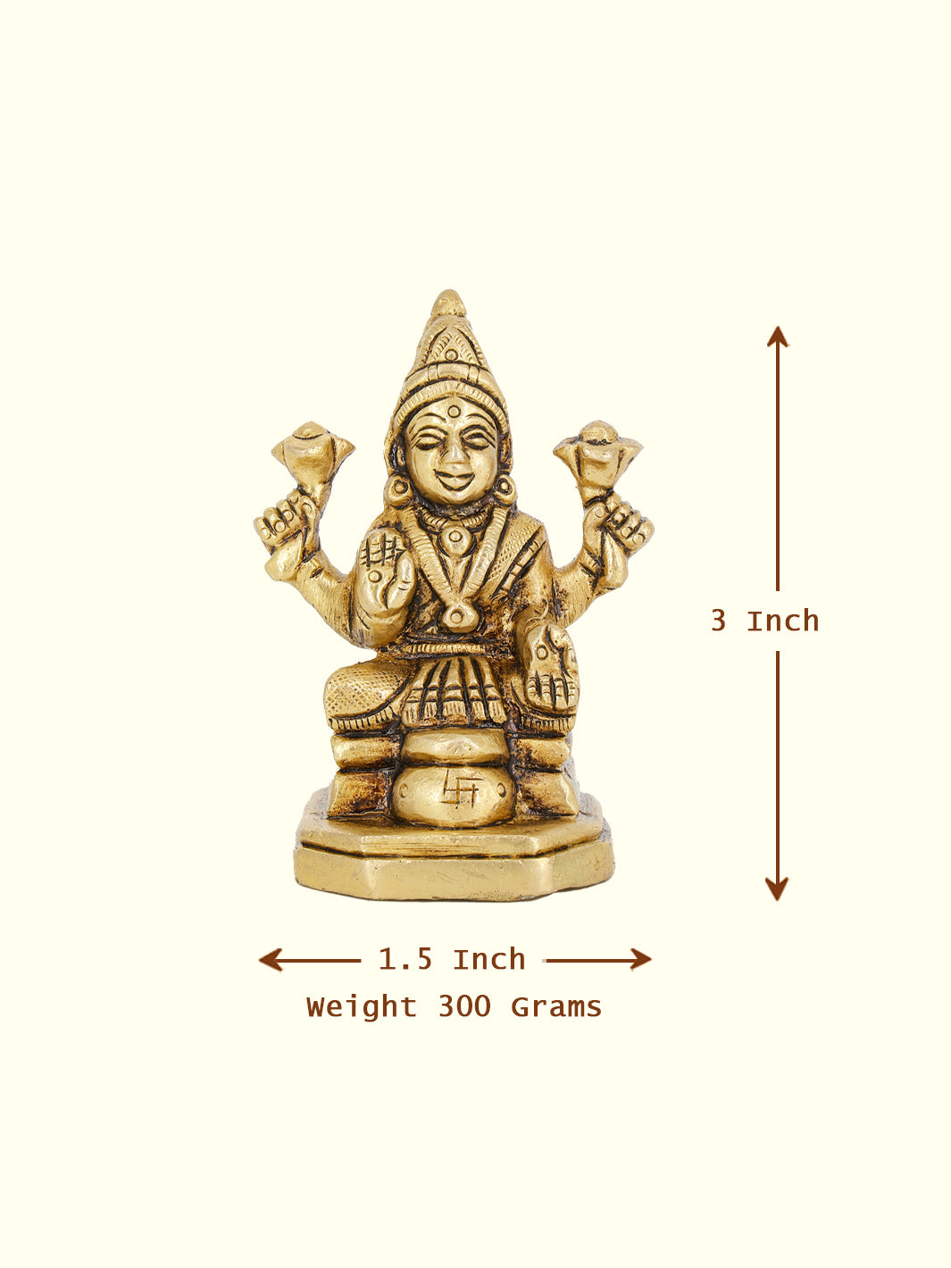 3" Brass D shape Base Lakshmi