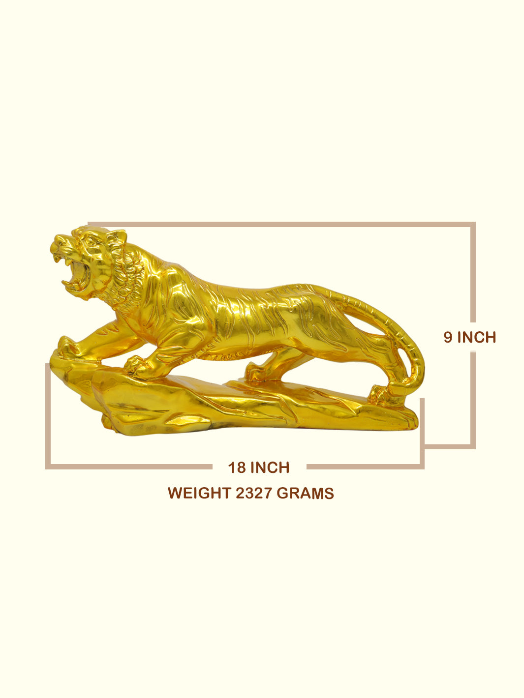 18" Wide Galloping Tiger Statue (Gold Colour)