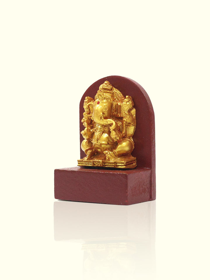 2.8" Wooden Base Ganesh