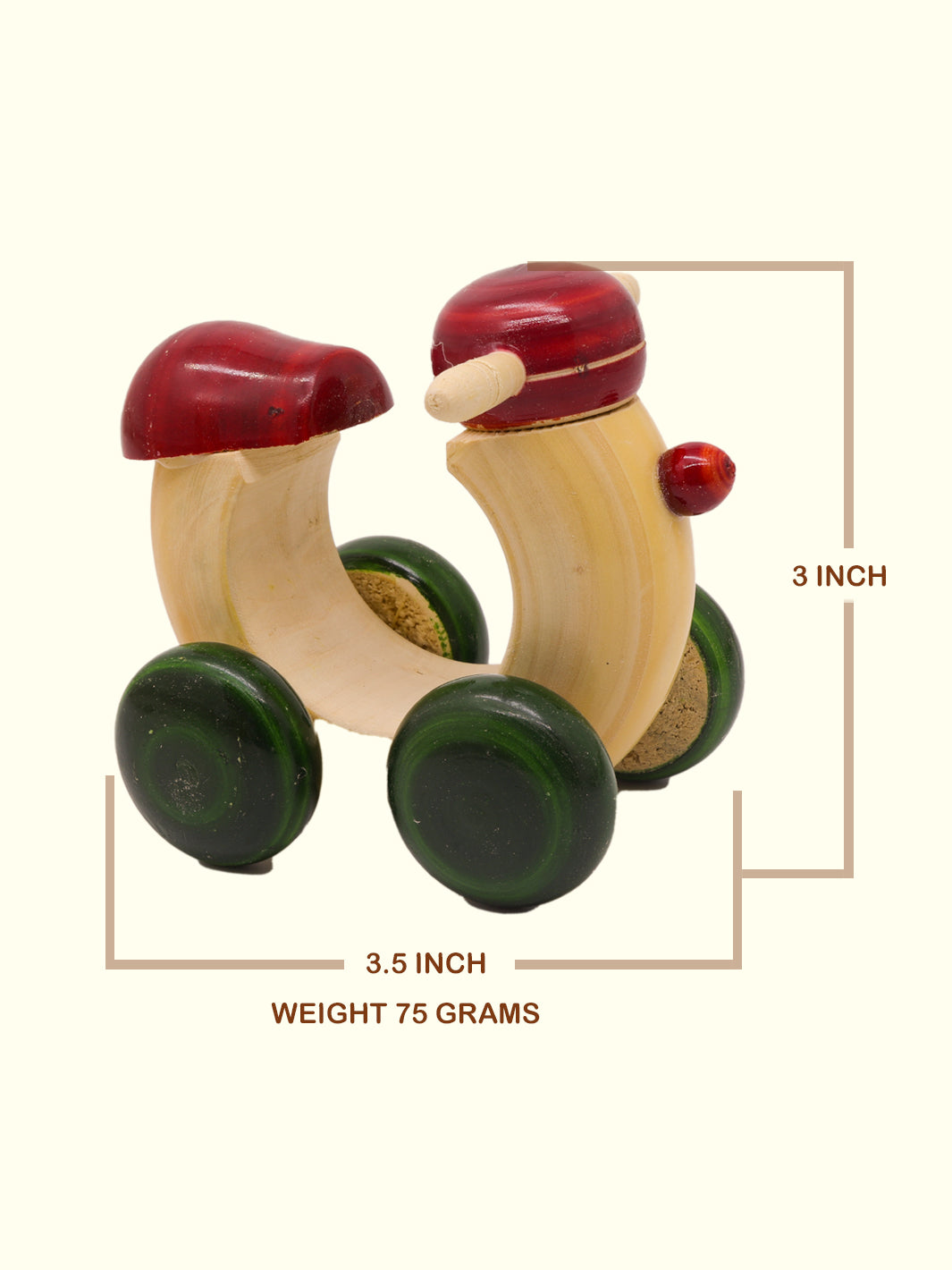 3" Wooden four wheeled push scooter toy