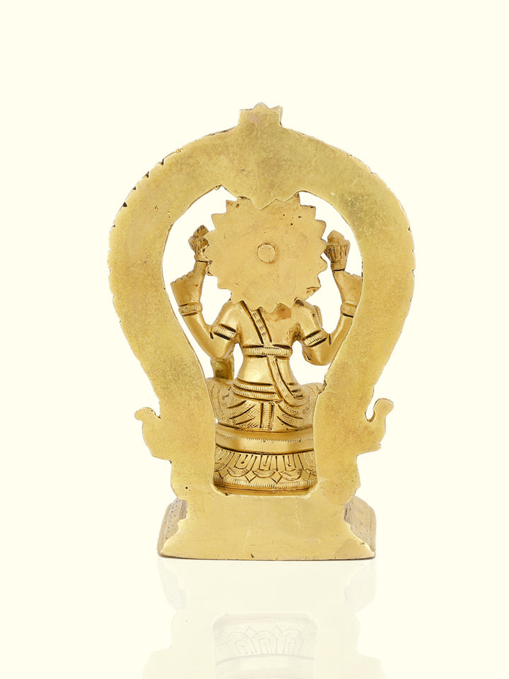 6” Brass Yellow Antique Arch Lakshmi Idol