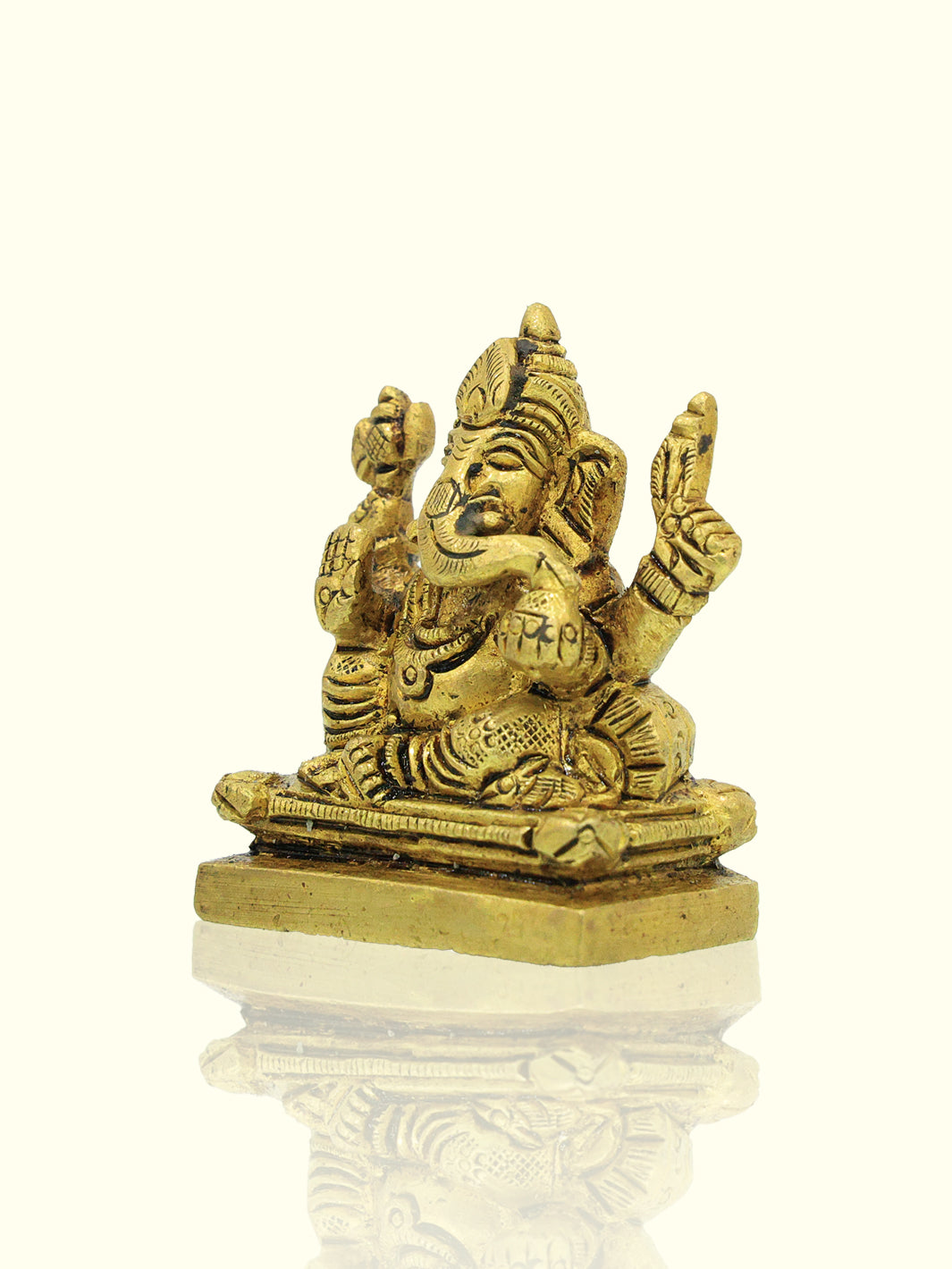 2.2" Brass Ganesh Idol with Square Base