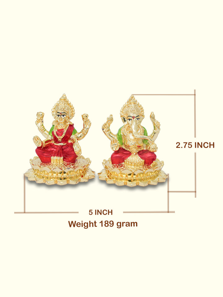 2.75" Lakshmi and Ganapathy Sitting on Throne (Gold Colour)