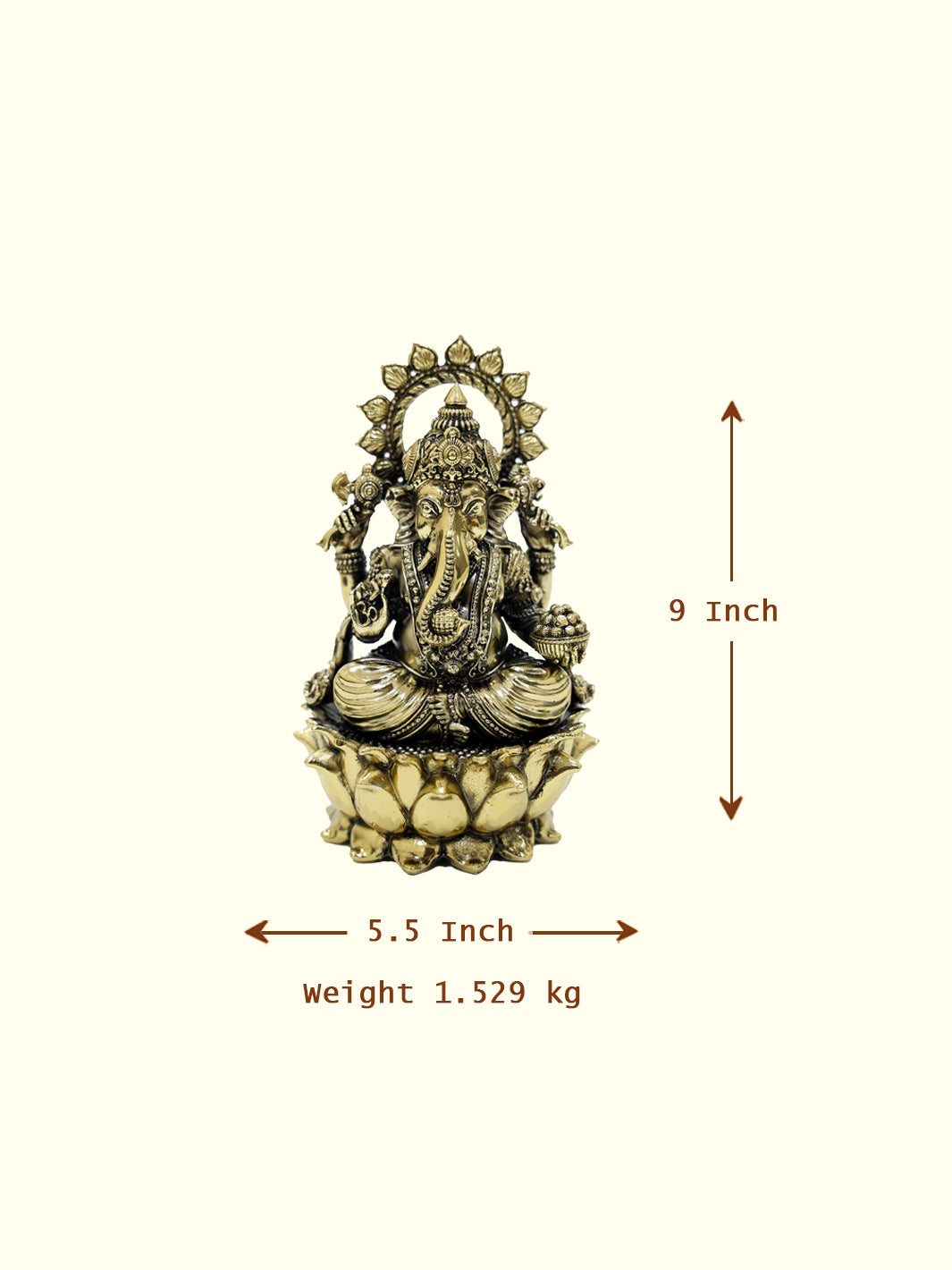 9" Special Antique Lord Ganesh Idol Sitting on a Lotus