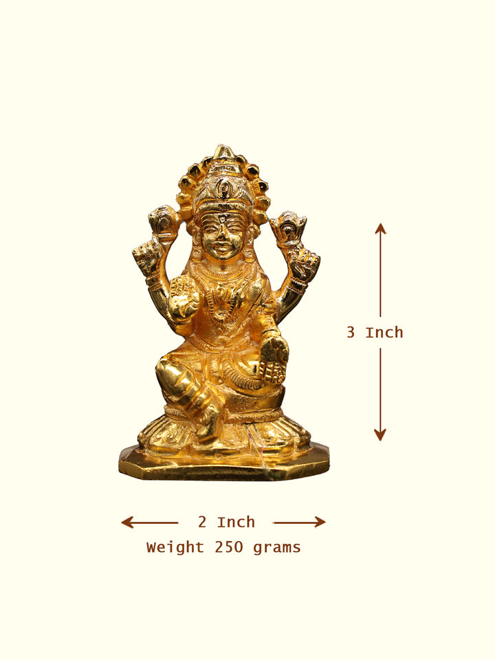 3" Brass Gold D-Base Lakshmi Idol