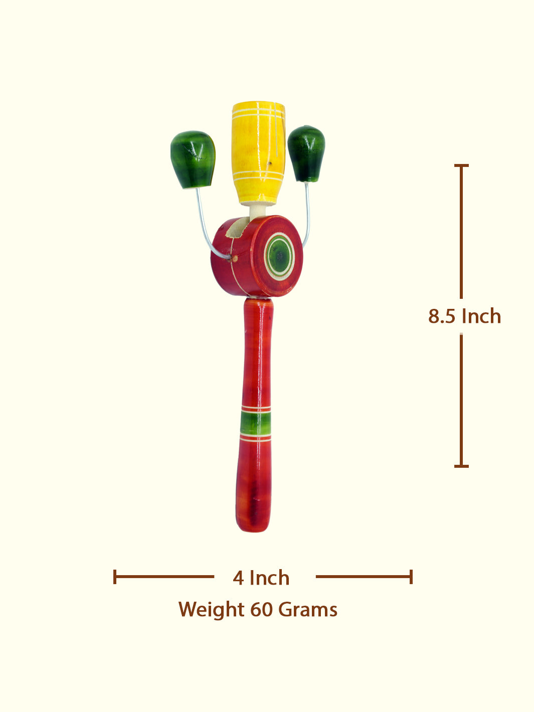 8.5" Wooden Rattle Toy for Kids