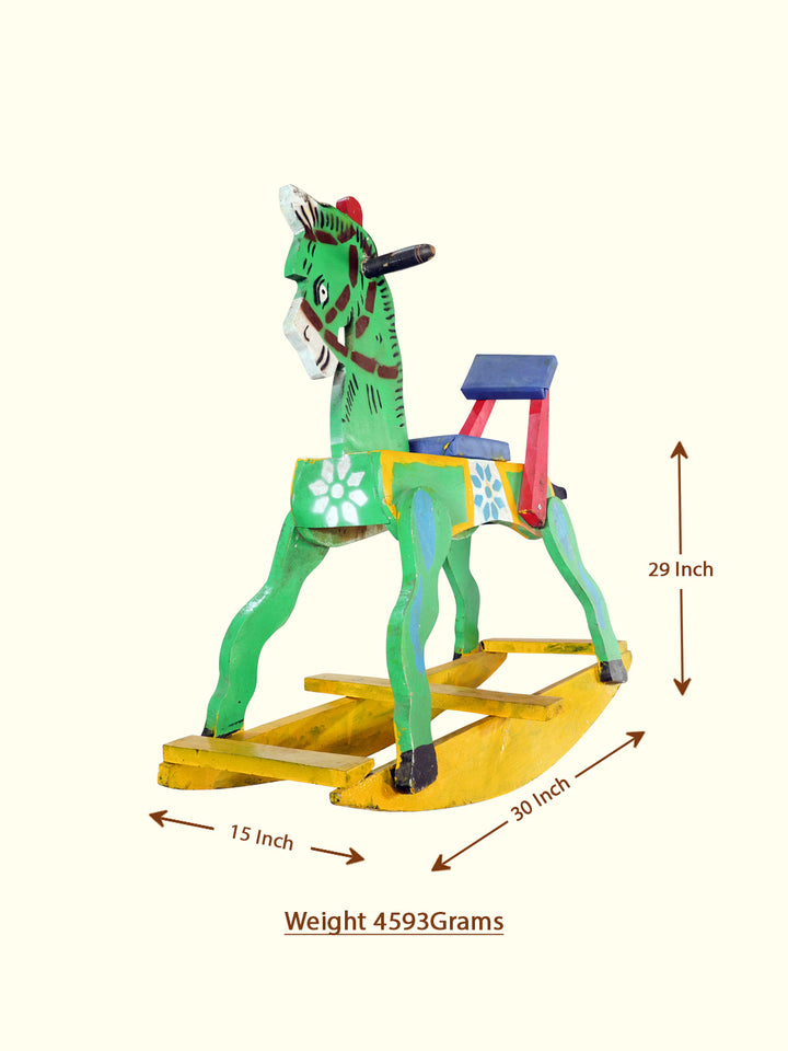 30" Wooden Multi-colour Rocking Horse for Kids