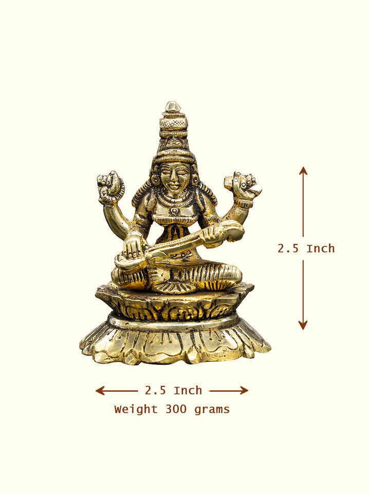 3.5" Brass Saraswathi Idol