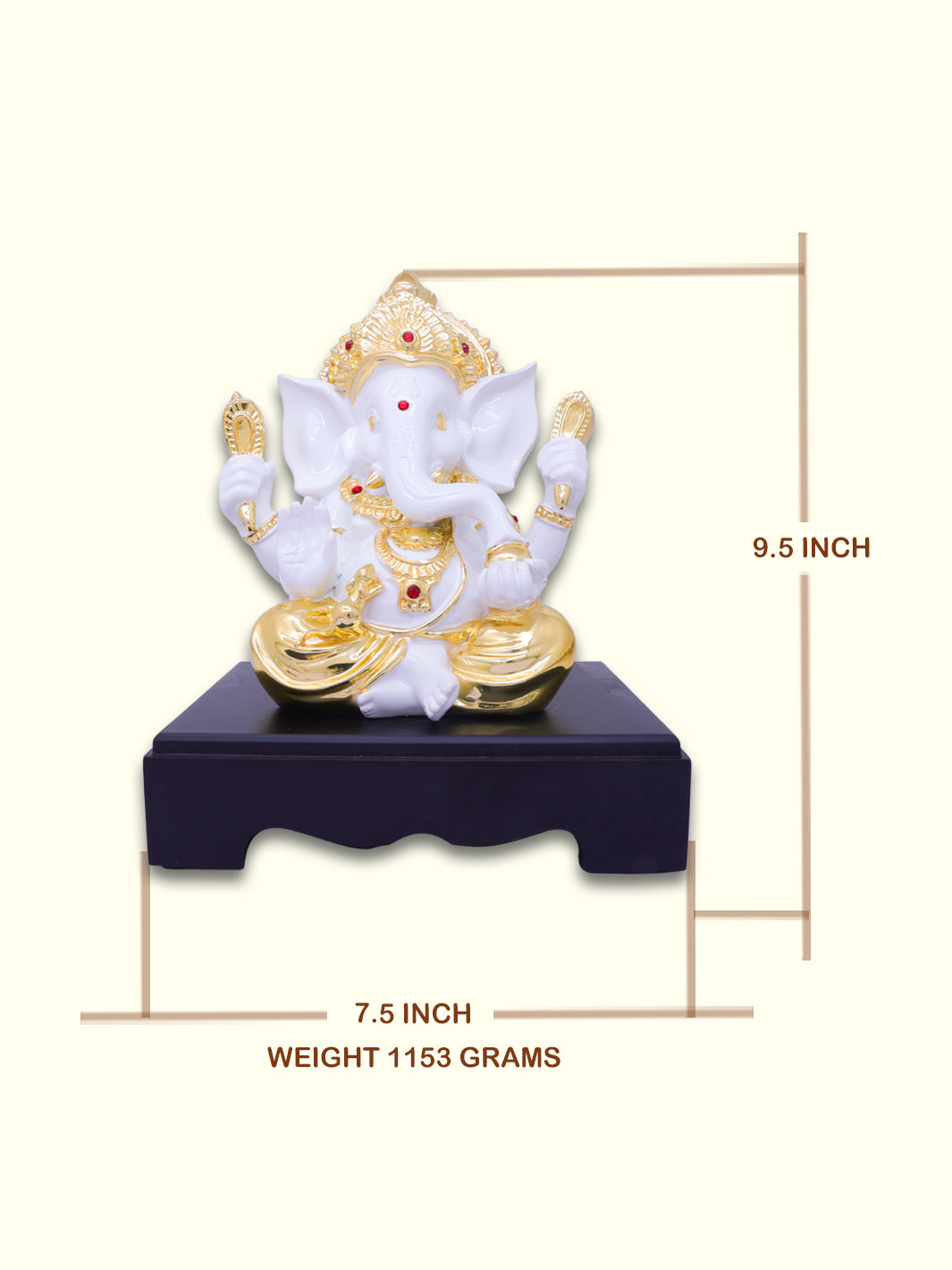 9.5" Ganapathy (White with Gold Colour)