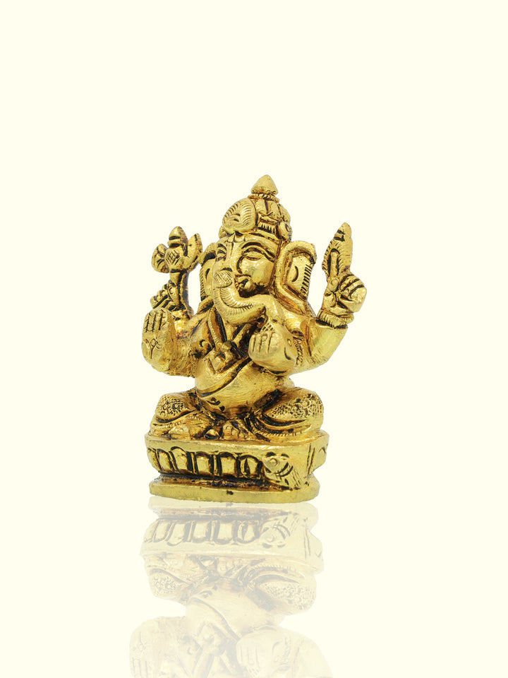 2.3" Brass Ganesh Idol with Oval Base