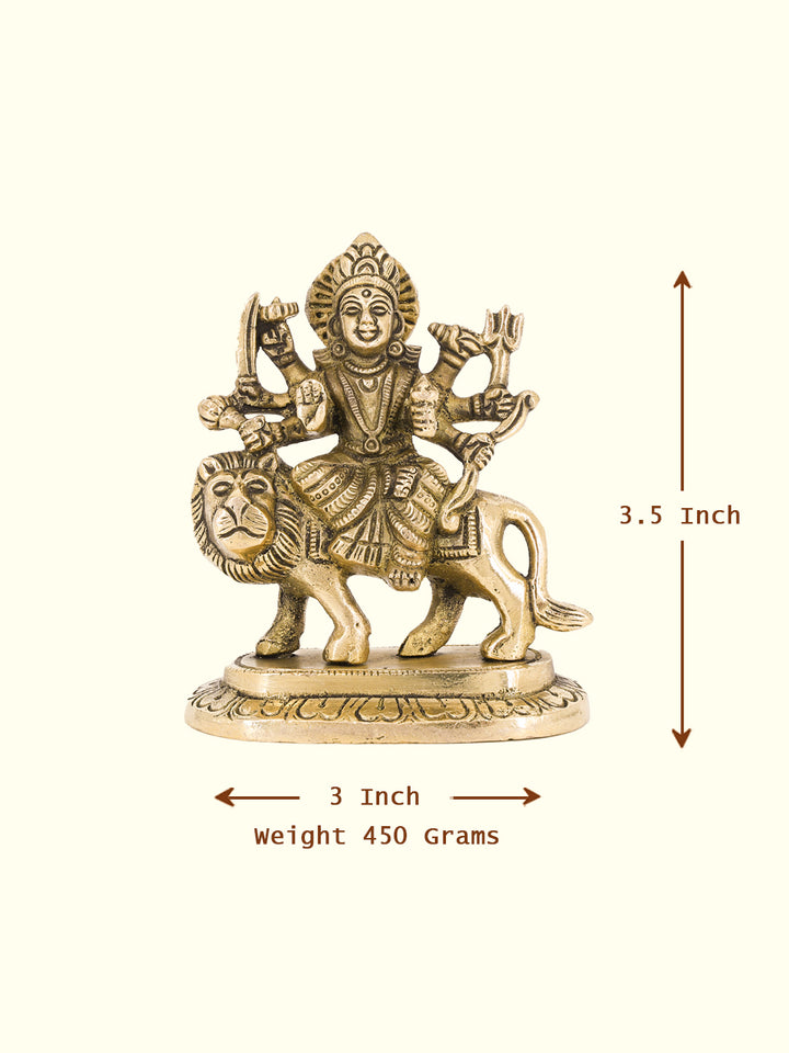 4” Majestic Brass Antique Durga Idol