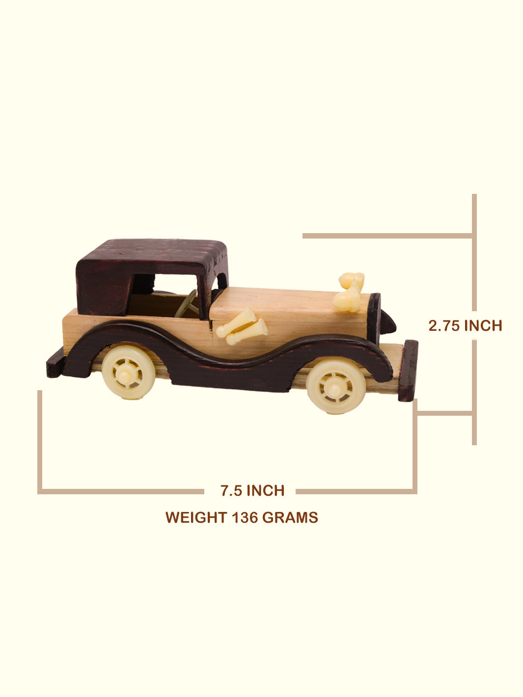 7.5" Wide Handcrafted Wooden Car Toy for Kids