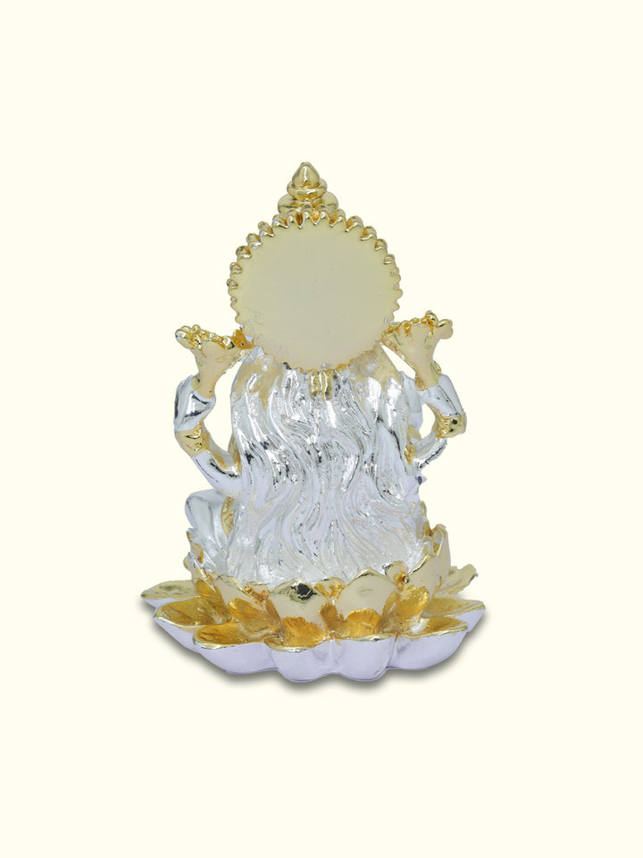 3.75" Lakshmi Sitting on Lotus (Silver with Gold Colour)