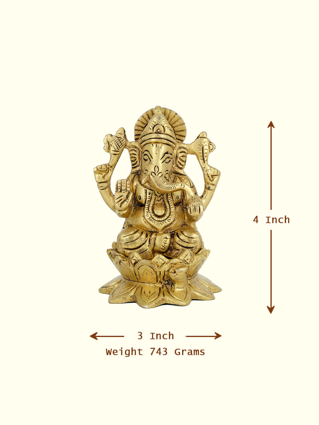 4” Brass Lotus Base Ganesh