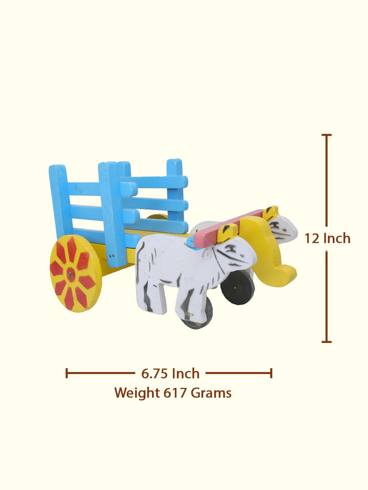 12" Wooden Bullock Cart Toy for Kids and Home Decoration