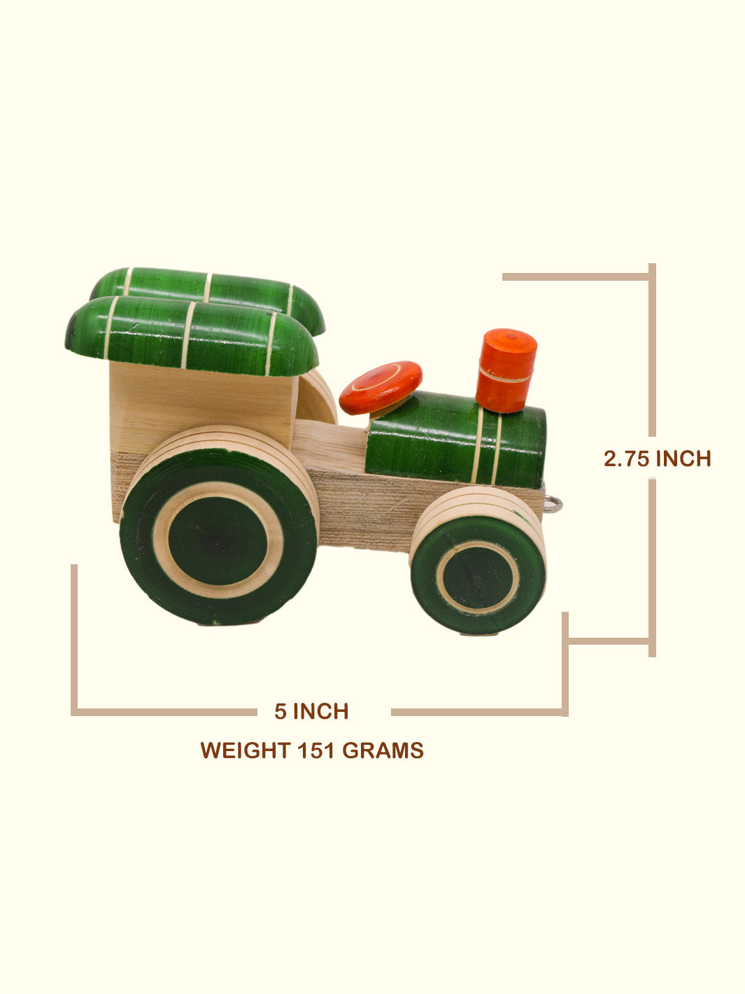 5" Wide Wooden Tractor Toy for Kids