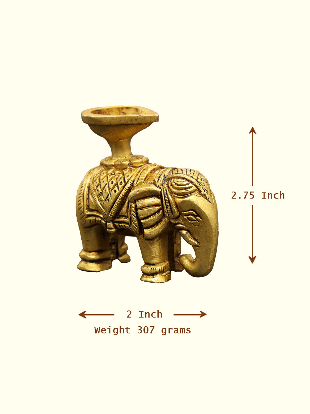 2.75" Brass Elephant Deepam