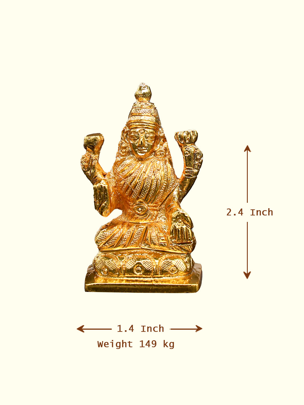 2.4" Brass Gold Lakshmi Idol