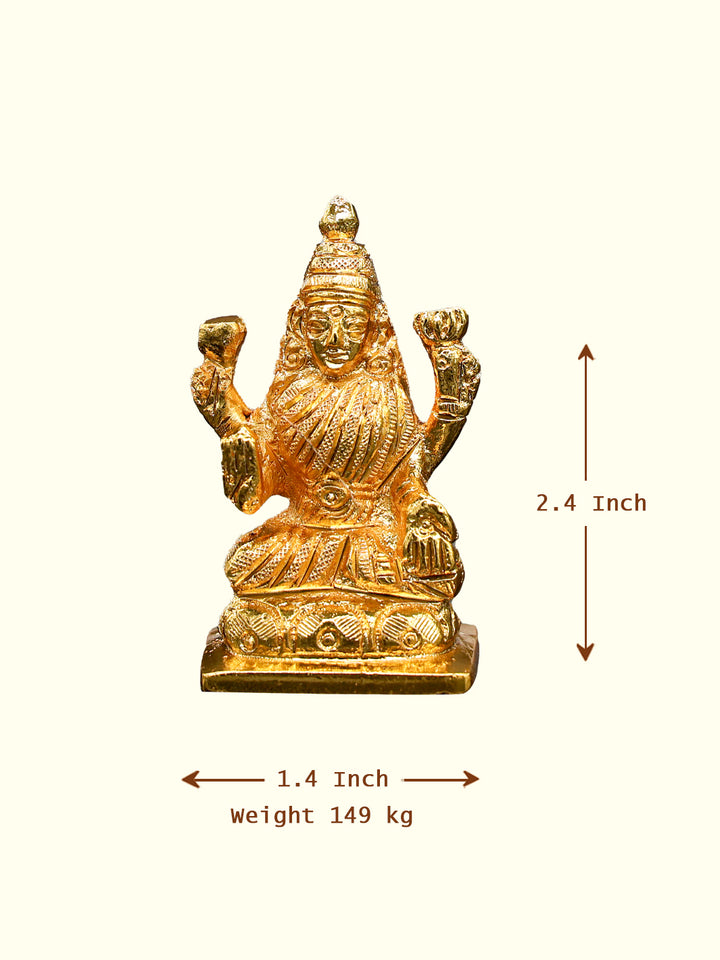 2.4" Brass Gold Lakshmi Idol