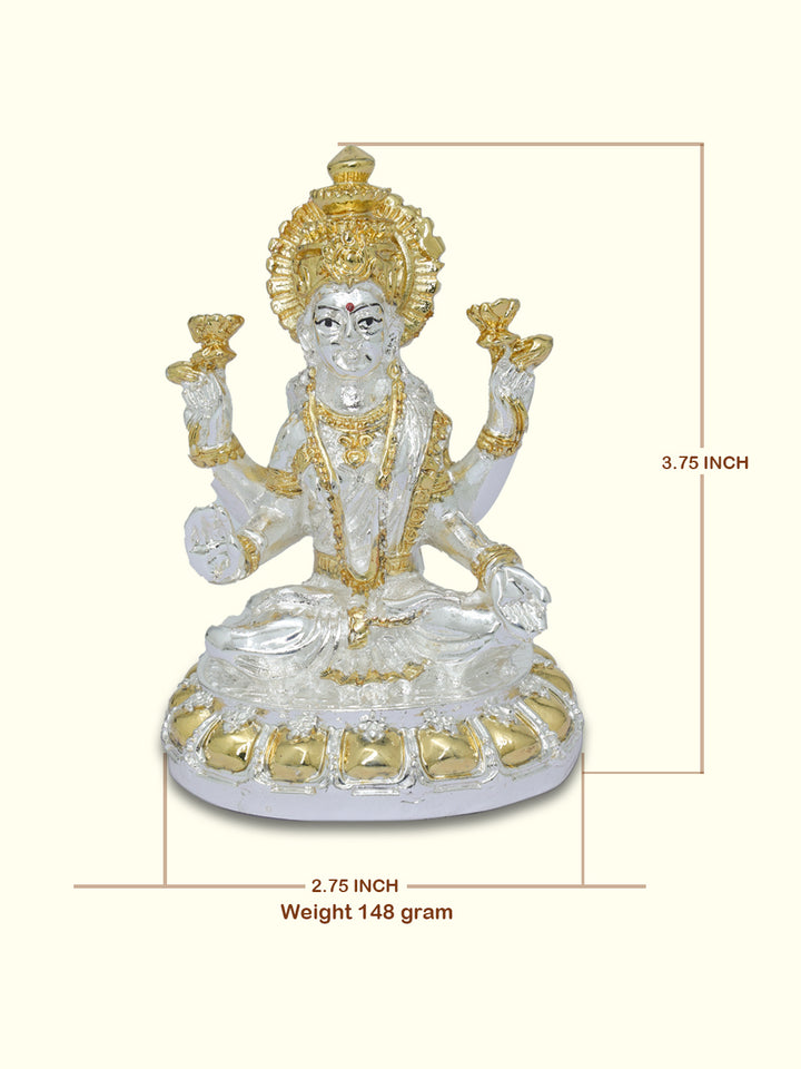 3.75" Lakshmi Sitting on Throne (Silver with Gold Colour)