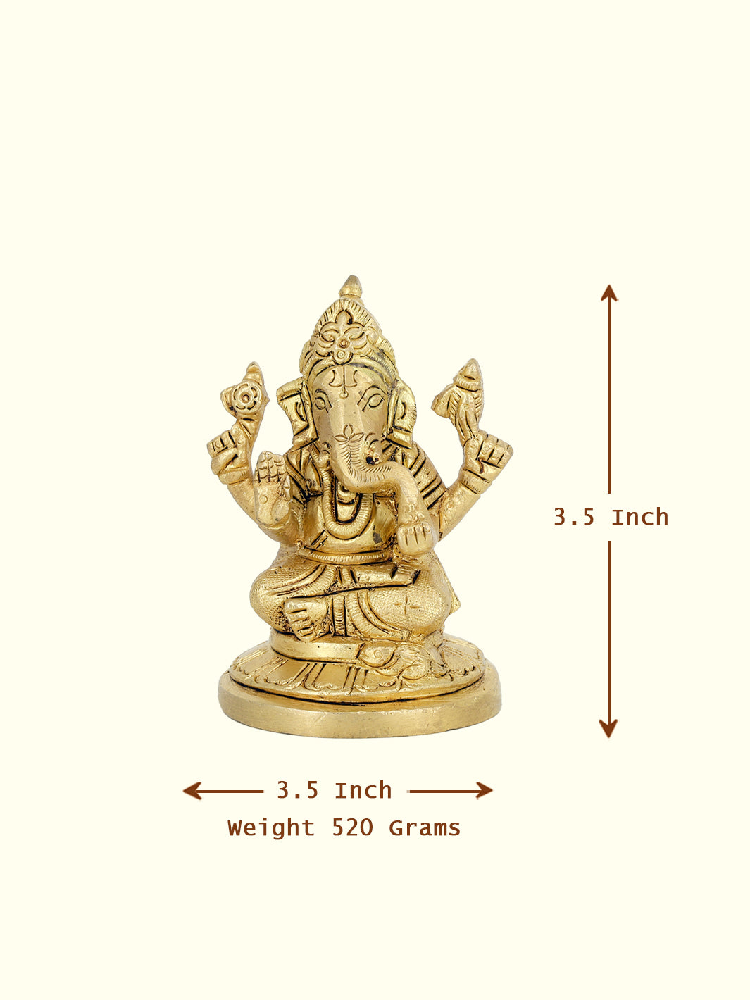 3.5”  Brass Round Base Ganesh