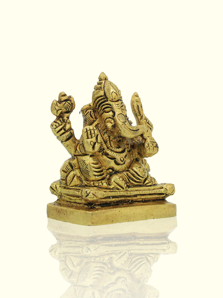 2.2" Brass Ganesh Idol with Square Base