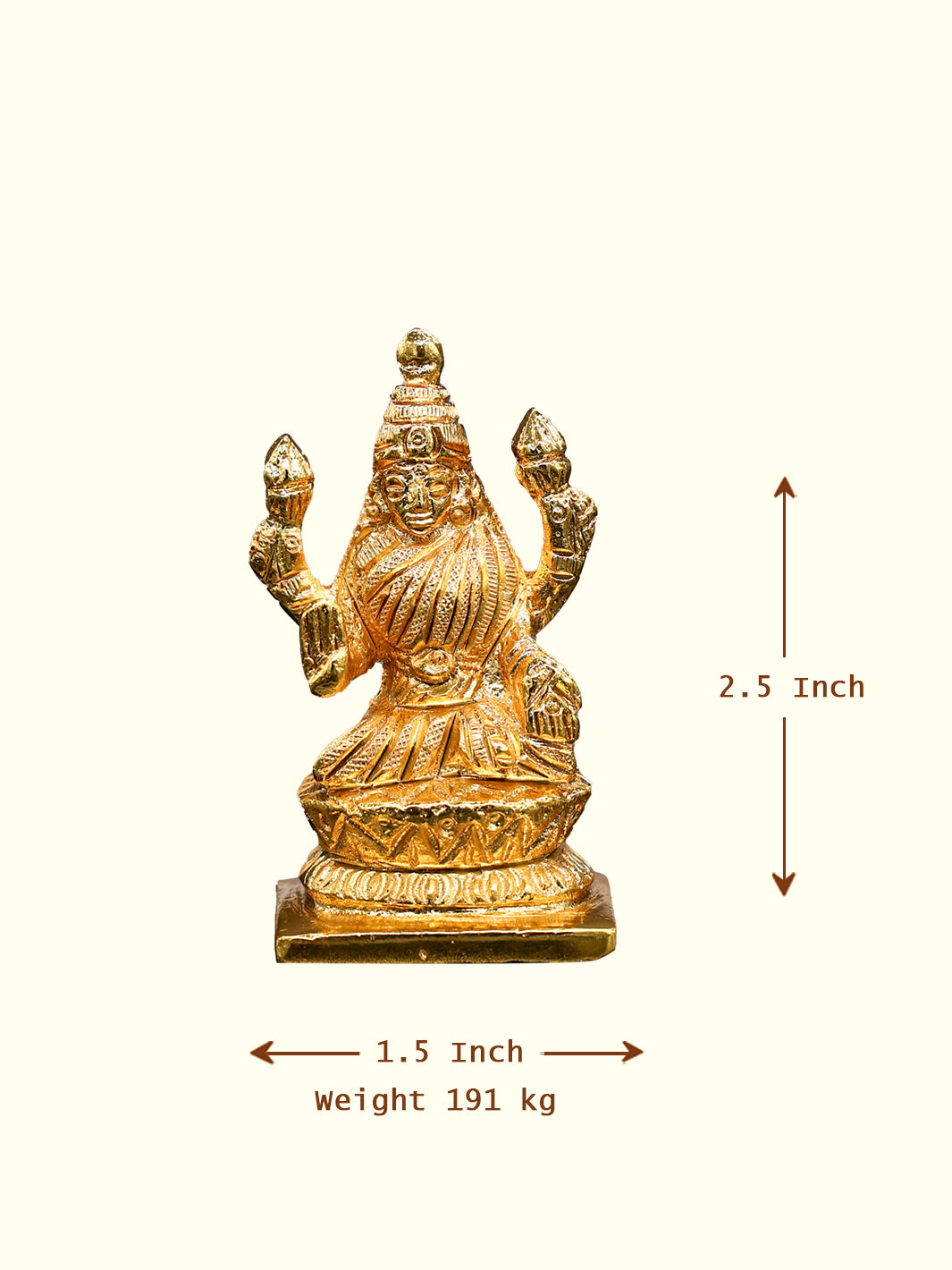 2.5" Brass Gold Lakshmi Idol