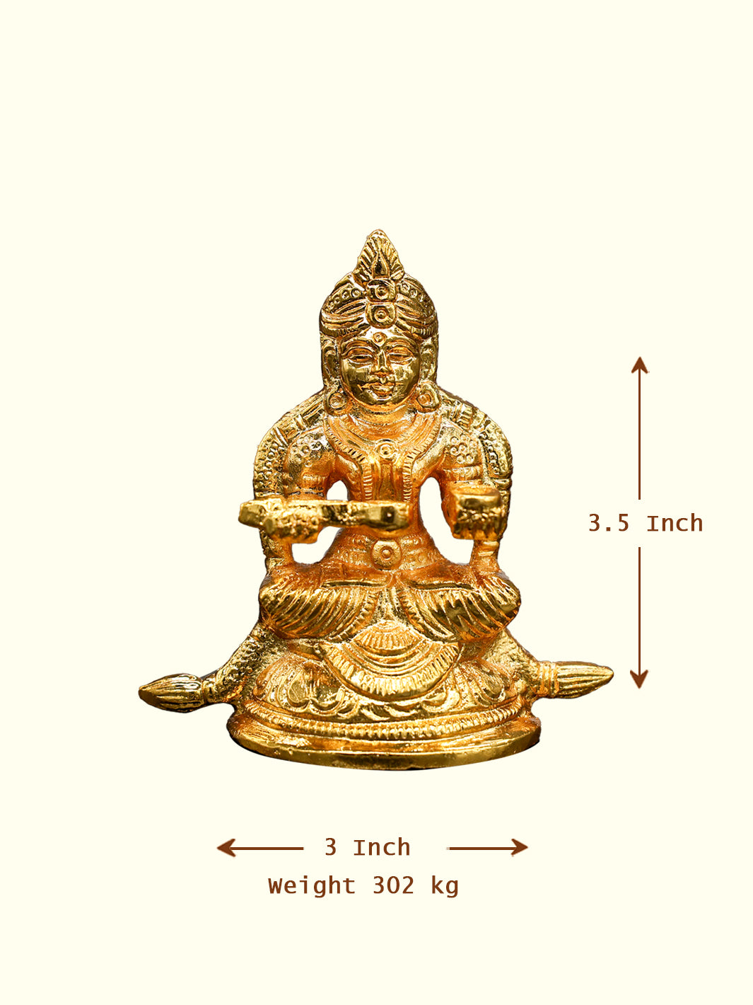 3.25" Gold-Plated Brass Annapurani Idol