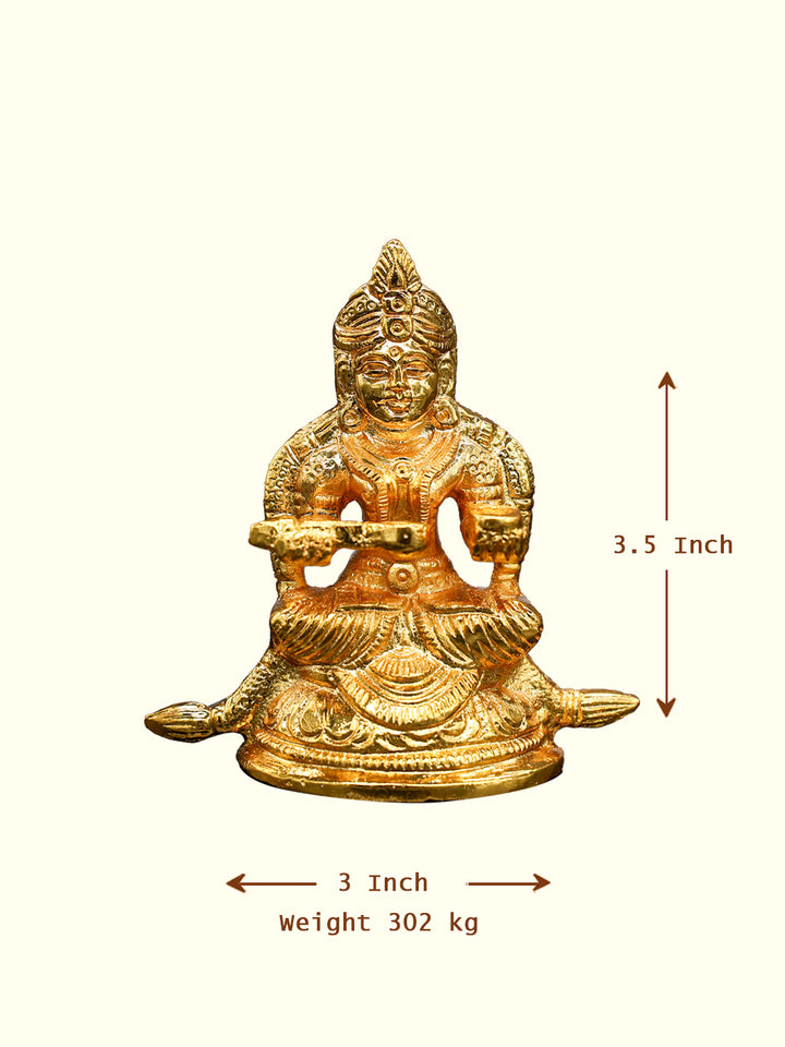 3.25" Gold-Plated Brass Annapurani Idol