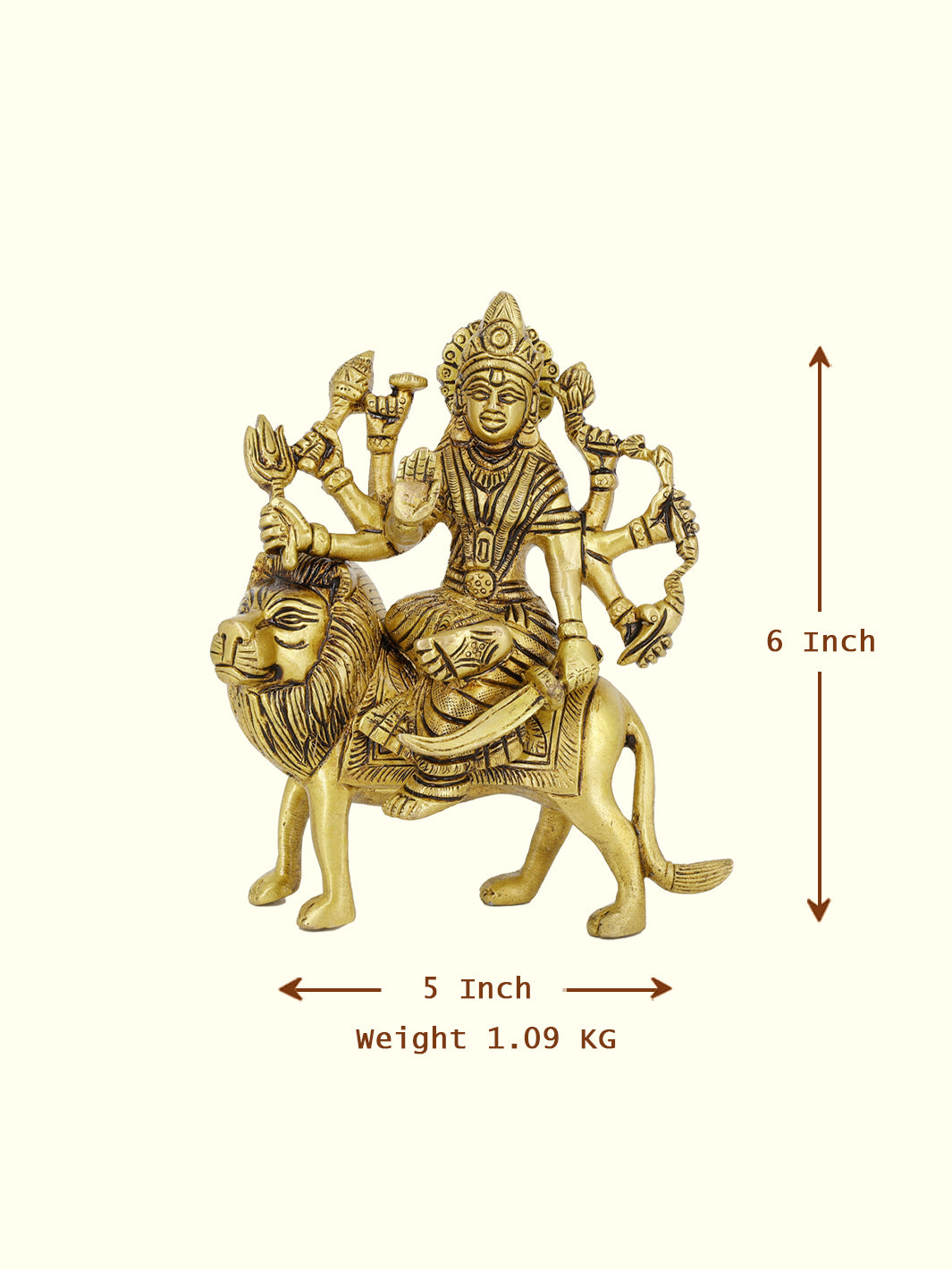 6” Exquisite Brass Durga Idol