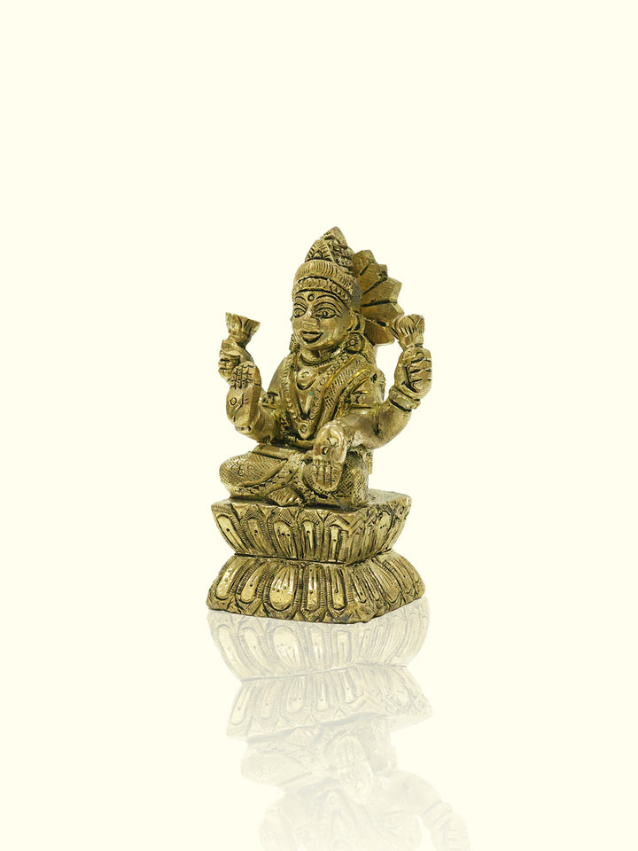 3.8" Brass Antique Square Base Lakshmi Idol