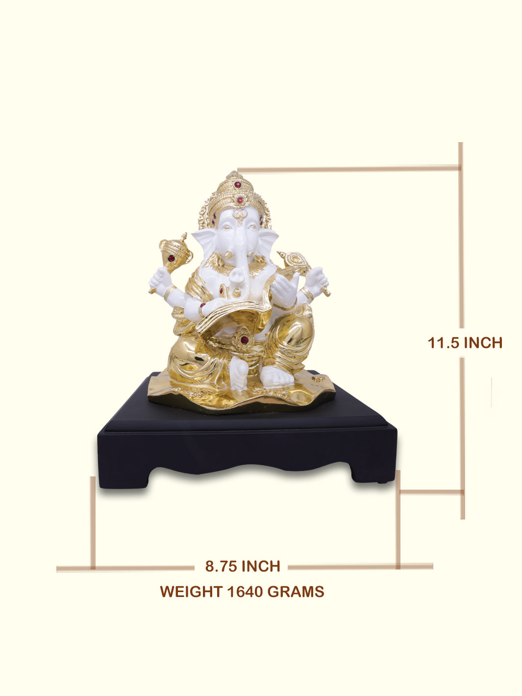 11.5" Ganapathy (White with Gold Colour)