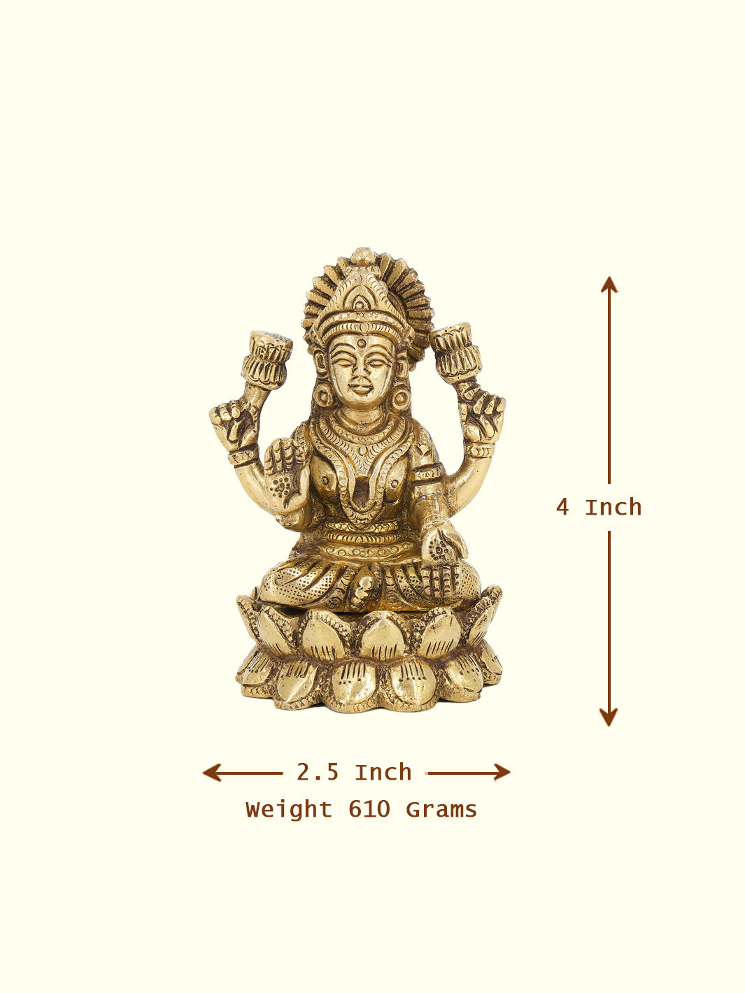 4" Brass Lotus Base Lakshmi