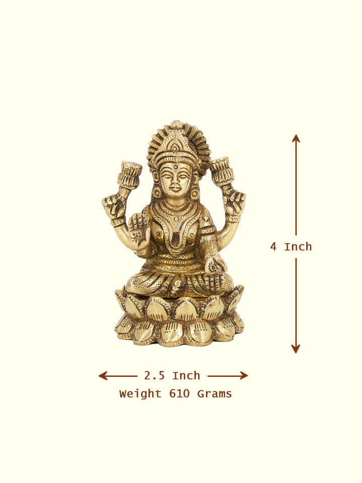 4" Brass Lotus Base Lakshmi