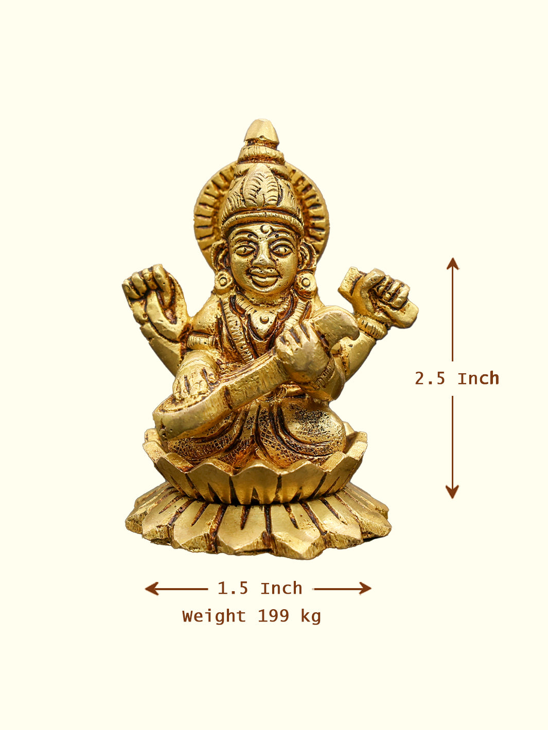 2.5" Brass Saraswathi Idol